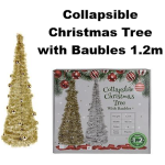 Collapsible Christmas Tree with Baubles 1.2m